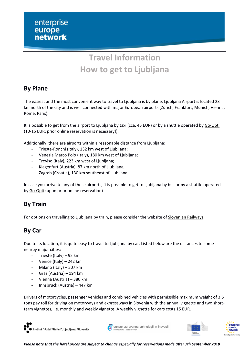 Travel Information How to Get to Ljubljana