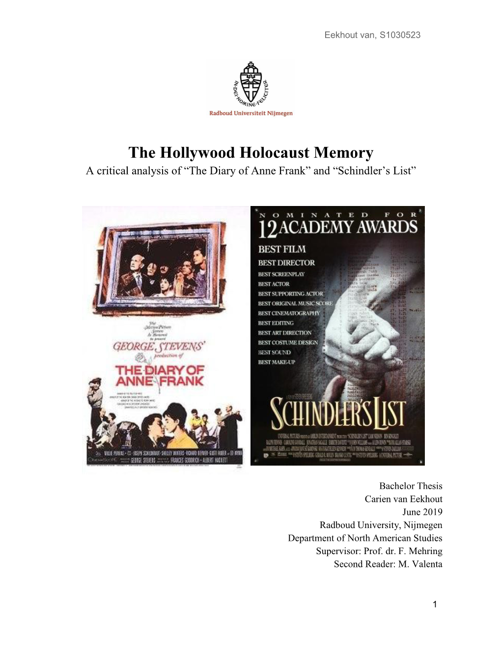 The Hollywood Holocaust Memory a Critical Analysis of “The Diary of Anne Frank” and “Schindler’S List”