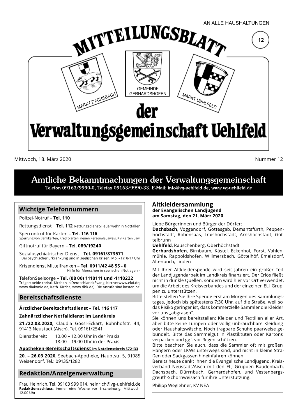 Mitteilungsblatt KW 12 2020