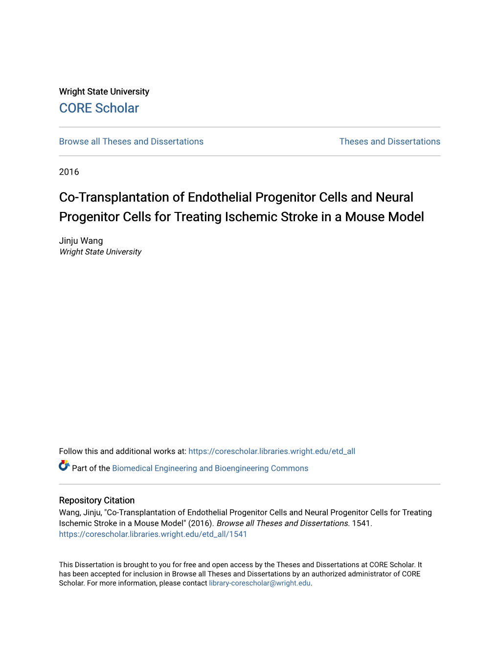 Co-Transplantation of Endothelial Progenitor Cells and Neural Progenitor Cells for Treating Ischemic Stroke in a Mouse Model