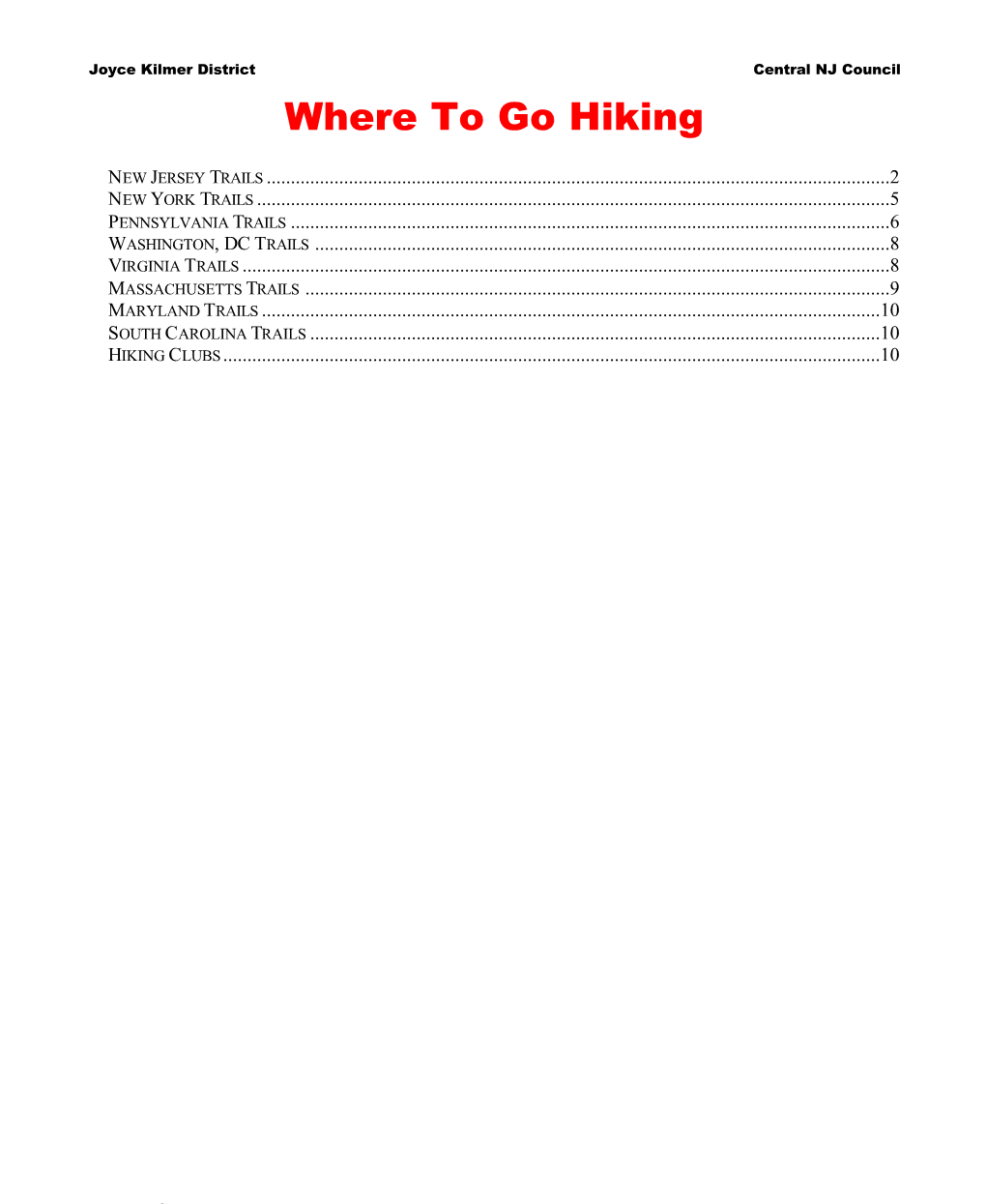 Where to Go Hiking