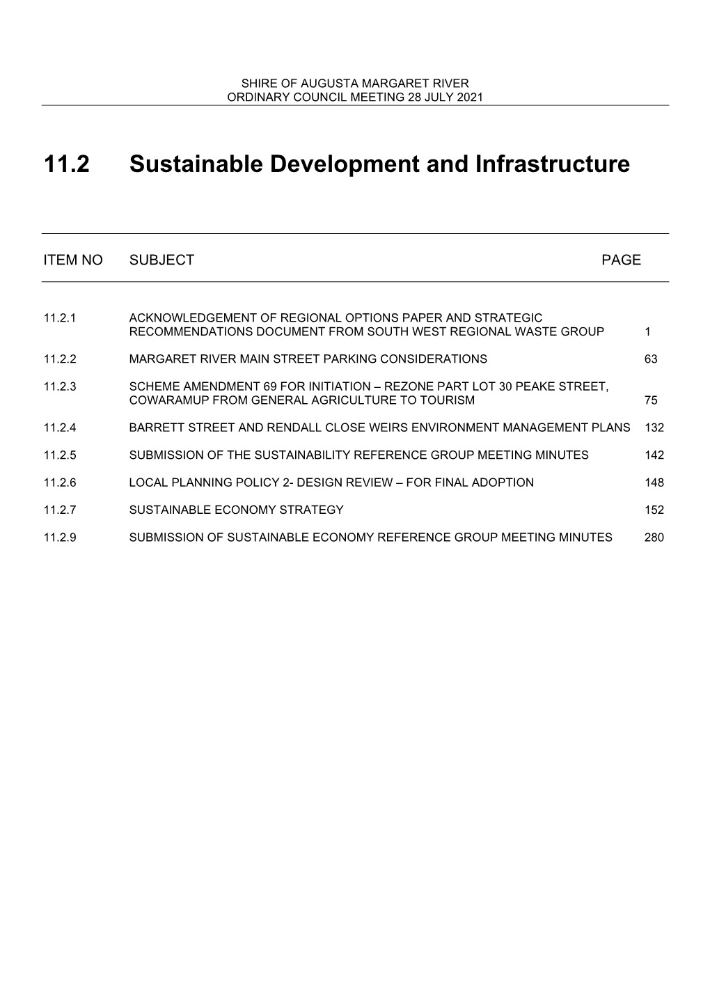 11.2 Sustainable Development and Infrastructure
