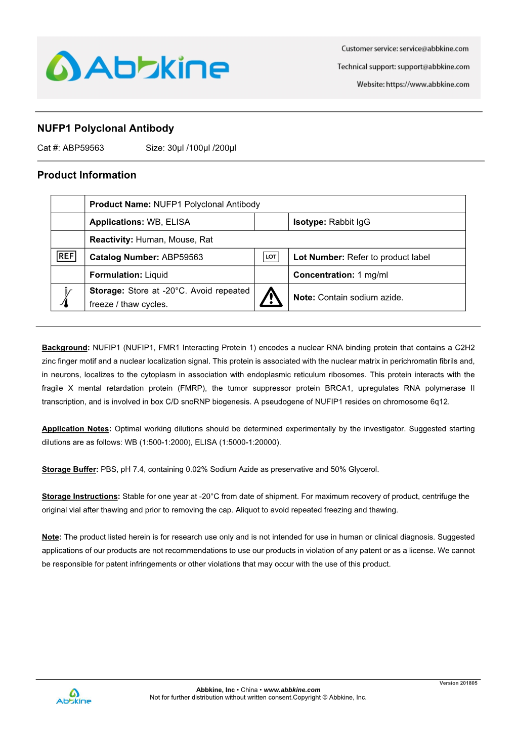 NUFP1 Polyclonal Antibody Product Information