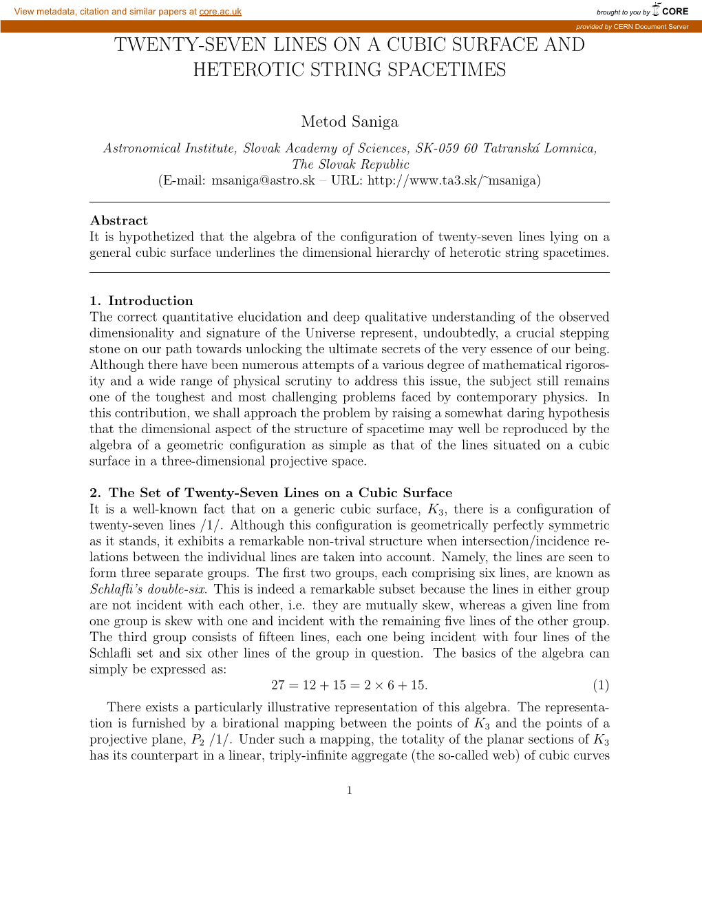 Twenty-Seven Lines on a Cubic Surface and Heterotic String Spacetimes