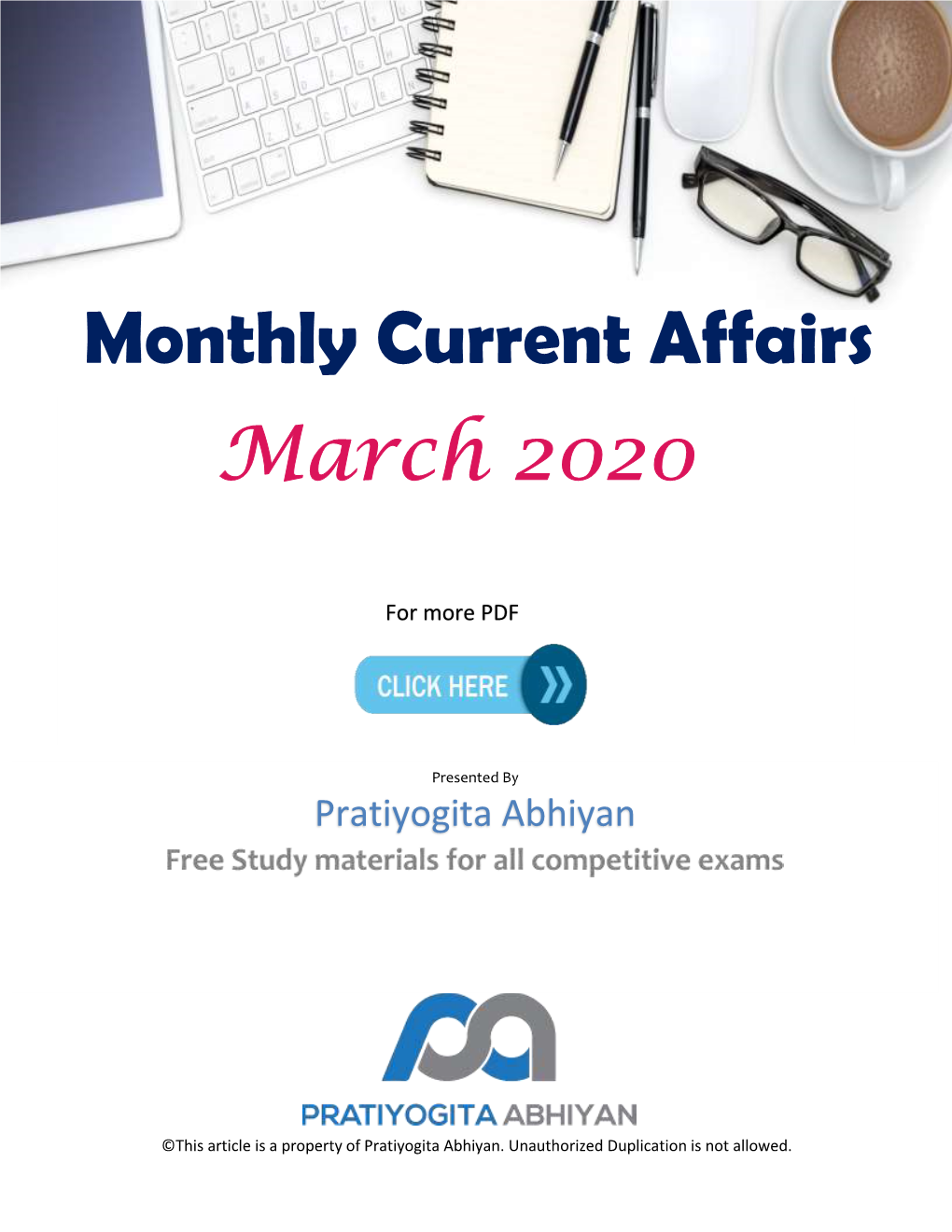 March 2020 Monthly Current Affairs