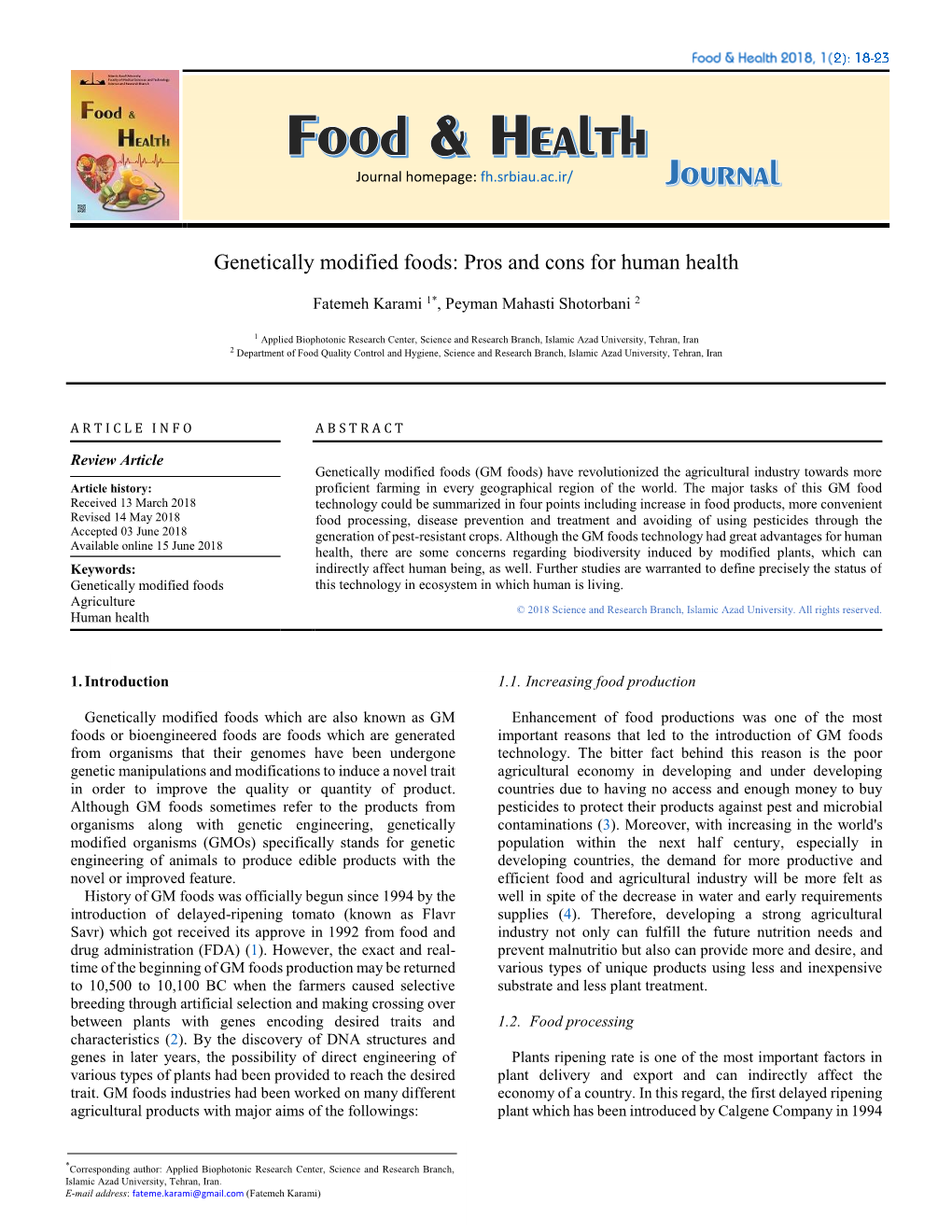 Genetically Modified Foods: Pros and Cons for Human Health