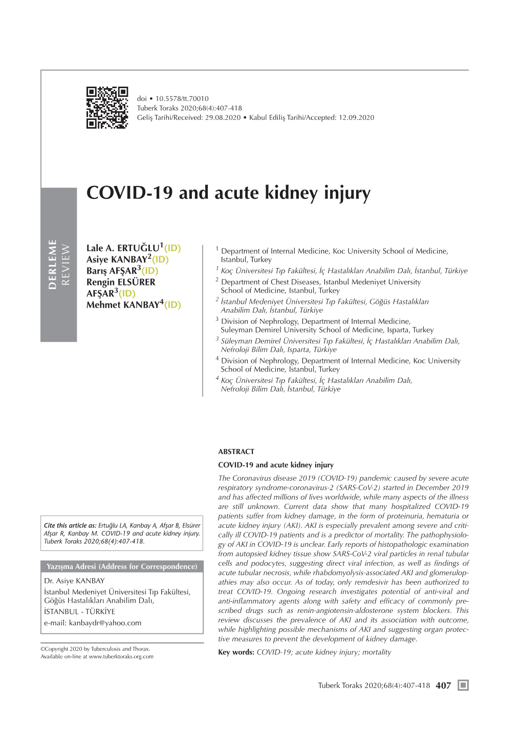 COVID-19 and Acute Kidney Injury