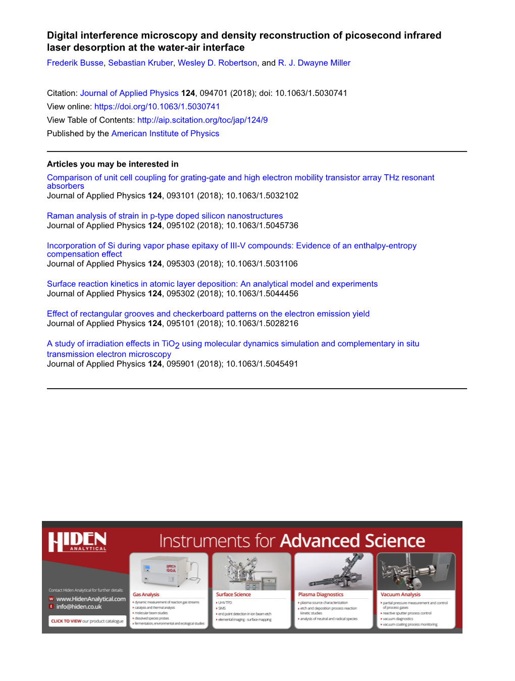 Digital Interference Microscopy and Density Reconstruction of Picosecond Infrared Laser Desorption at the Water-Air Interface