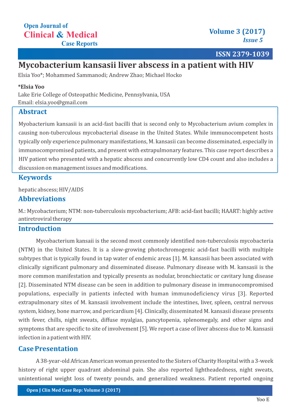 Mycobacterium Kansasii Liver Abscess in a Patient With