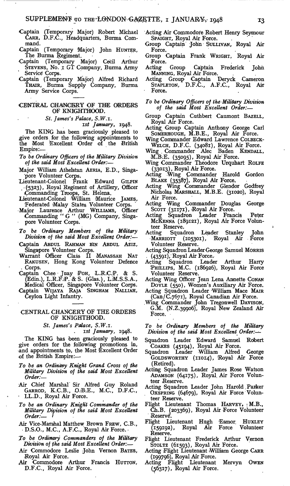 SUPPLEMENT 50 THE-L0NDON- -GAZETTE, I JANUARY^-1948