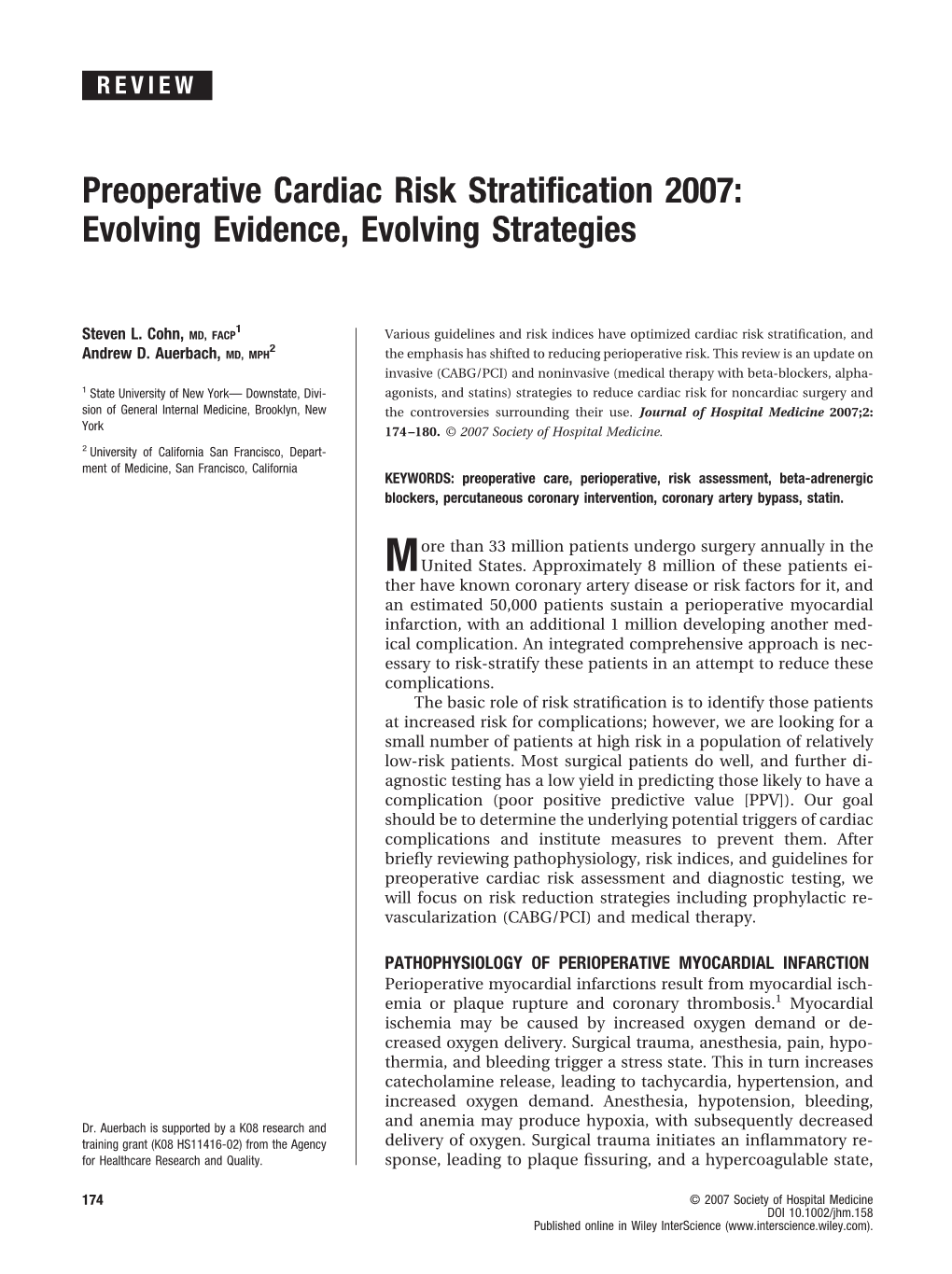 Preoperative Cardiac Risk Stratification 2007