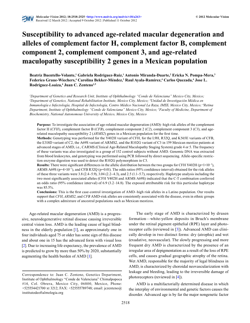 Susceptibility to Advanced Age-Related Macular Degeneration