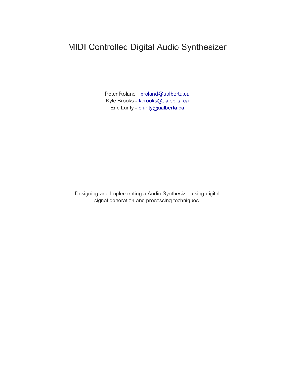 MIDI Controlled Digital Audio Synthesizer