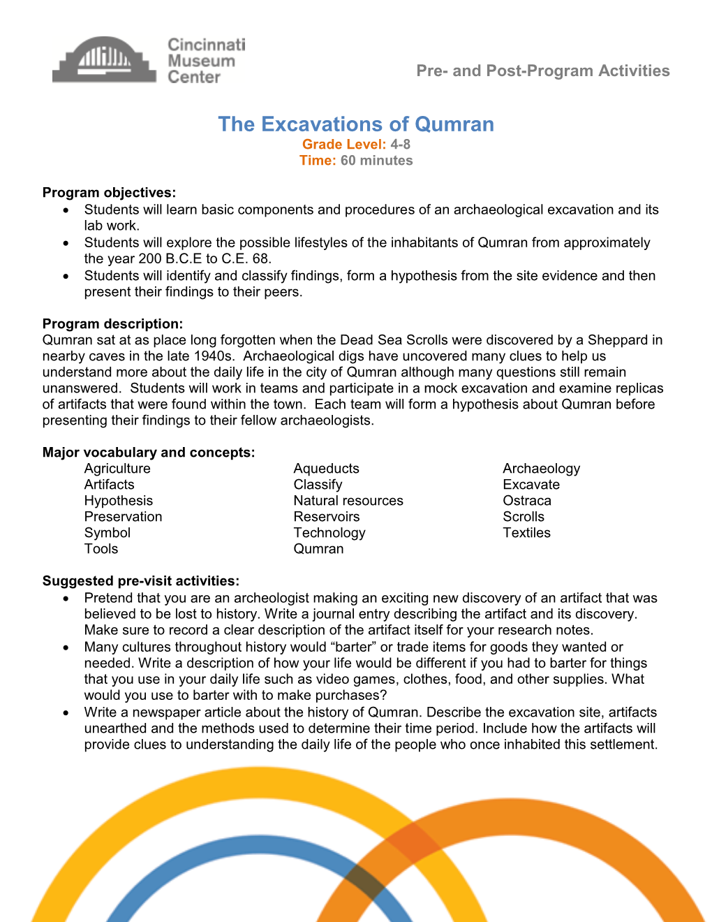 The Excavations of Qumran Grade Level: 4-8 Time: 60 Minutes