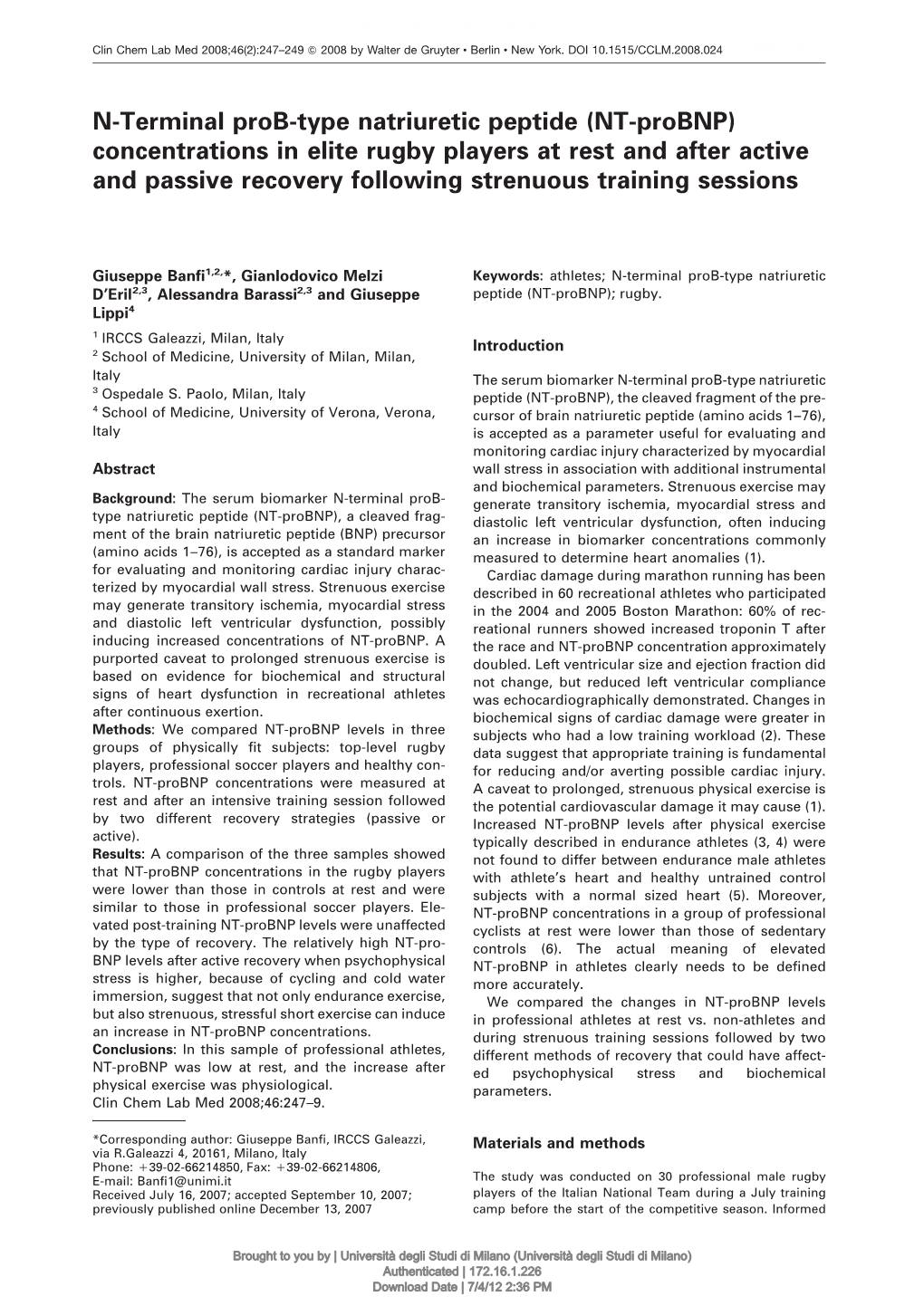 N-Terminal Prob-Type Natriuretic Peptide (NT-Probnp)