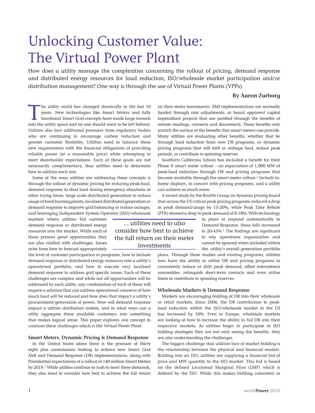 Unlocking Customer Value: the Virtual Power Plant