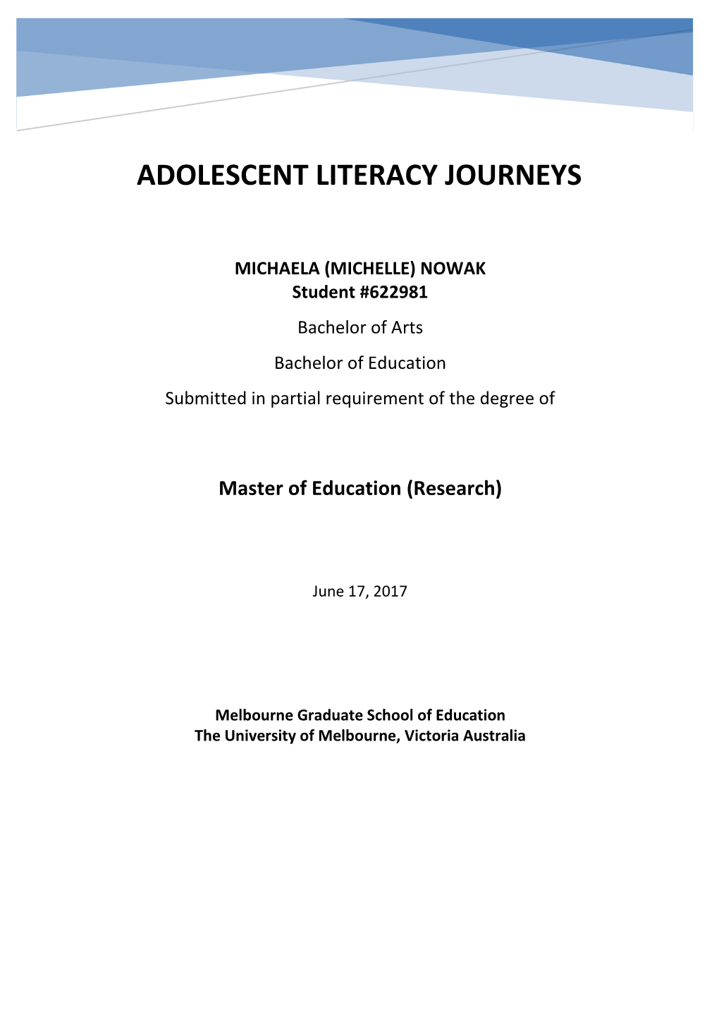 Adolescent Literacy Journeys