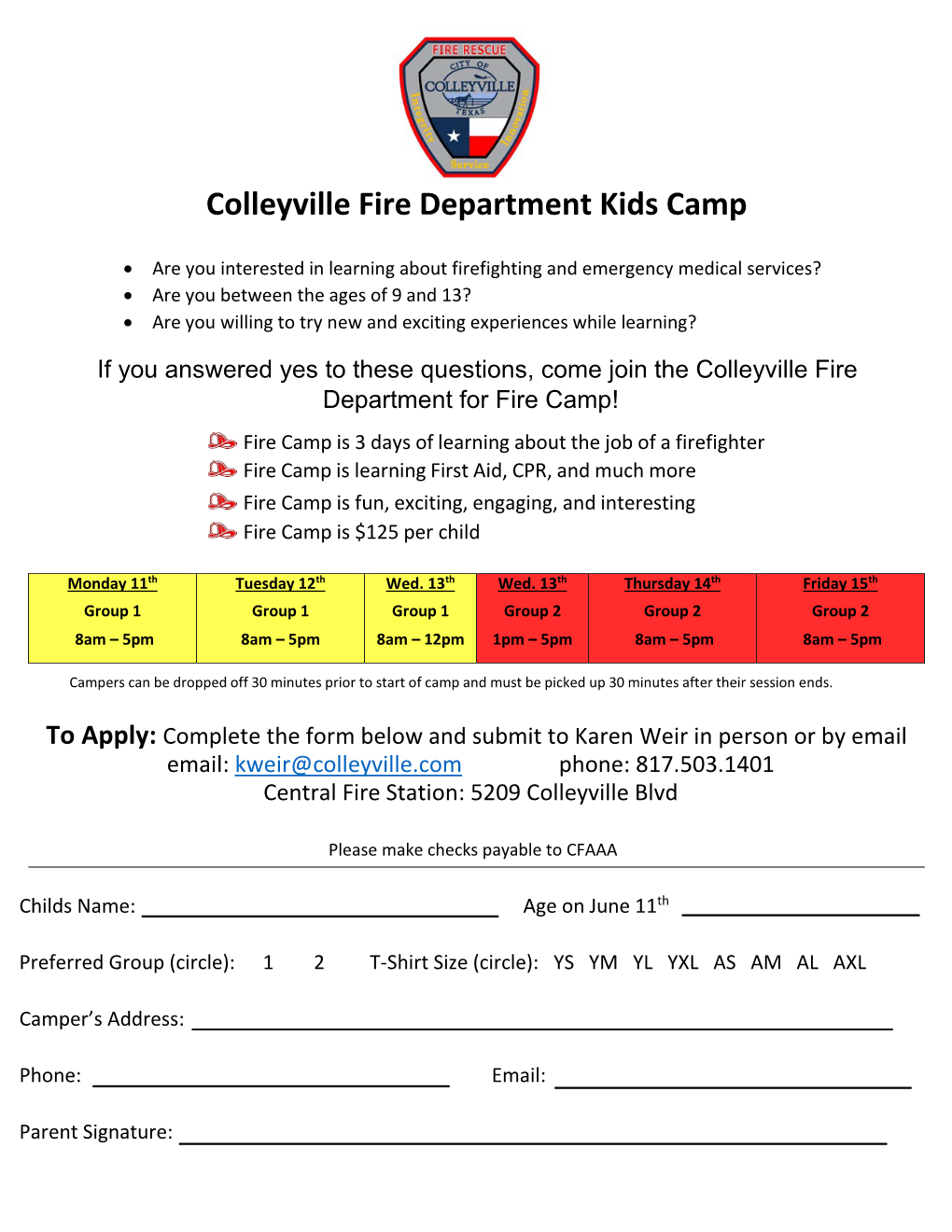 Colleyville Fire Department Kids Camp