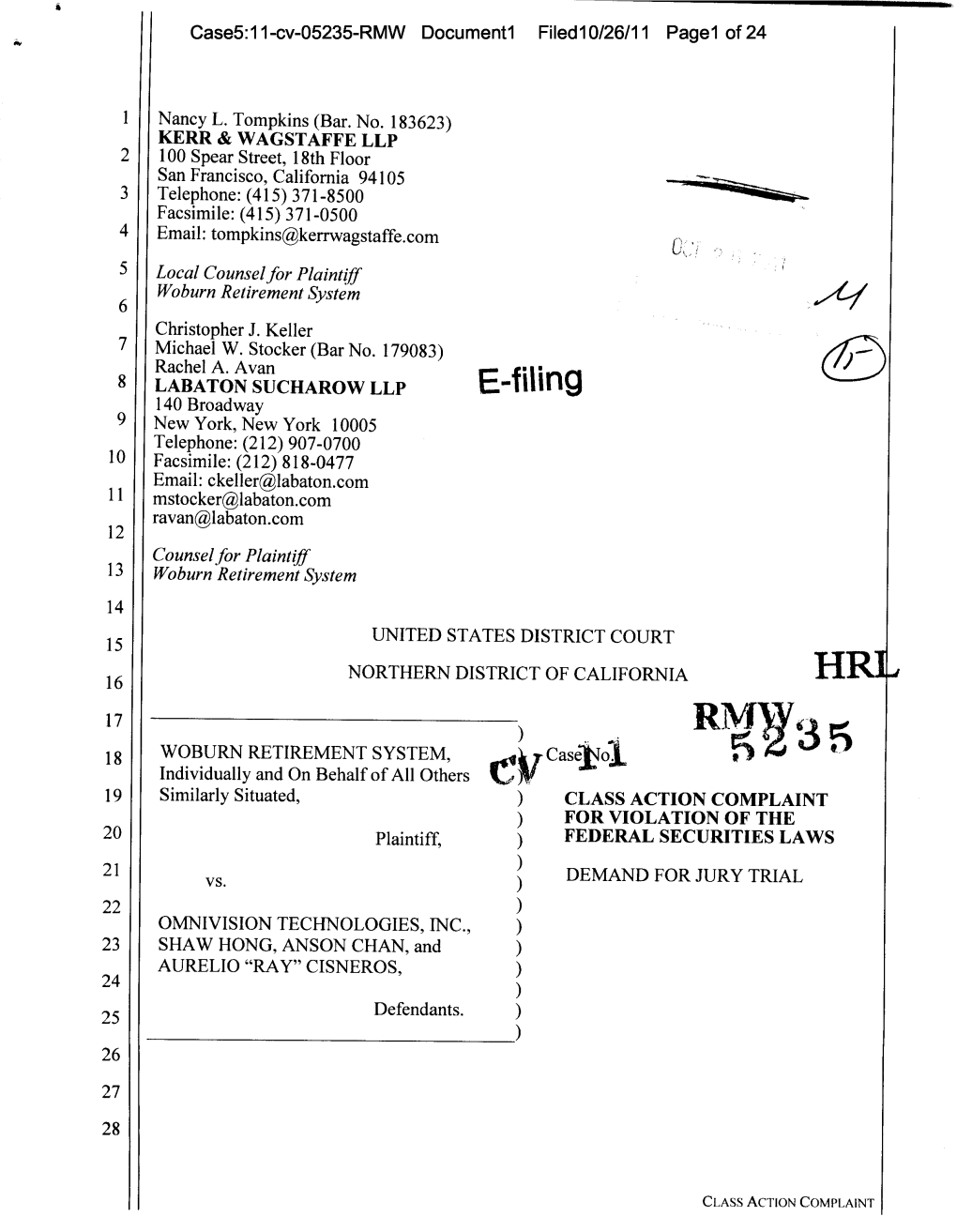 Woburn Retirement System, Et Al. V. Omnivision Technologies, Inc., Et Al