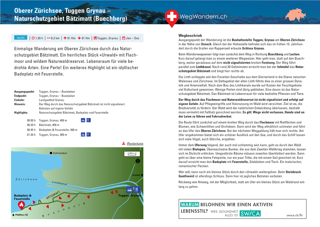 Oberer Zürichsee, Tuggen Grynau – Naturschutzgebiet Bätzimatt (Buechberg)