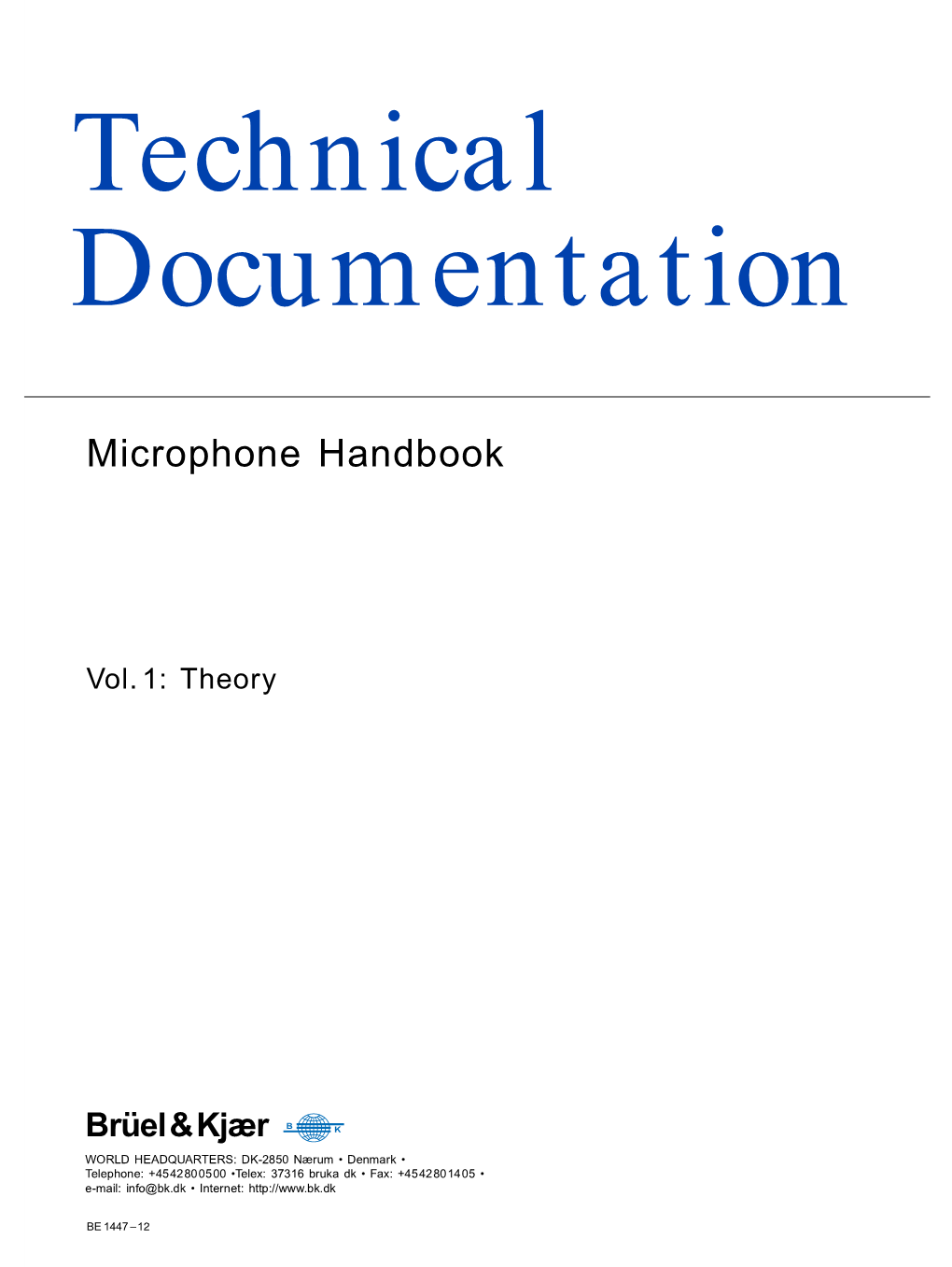 Microphone Handbook Volume 1