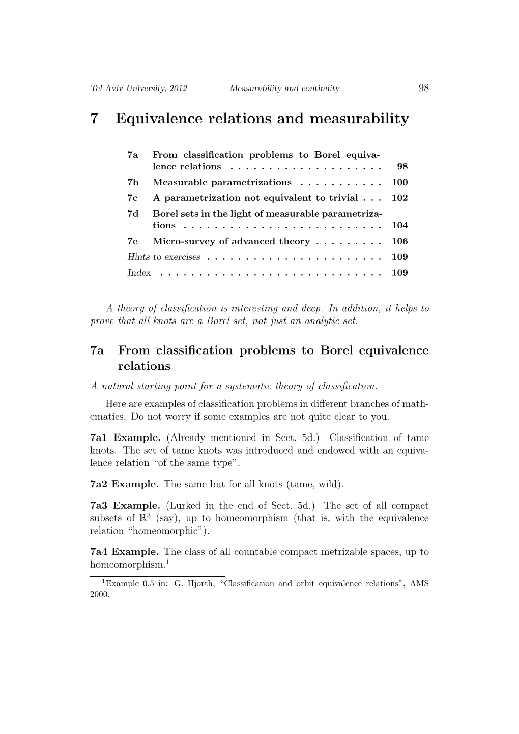 7 Equivalence Relations and Measurability