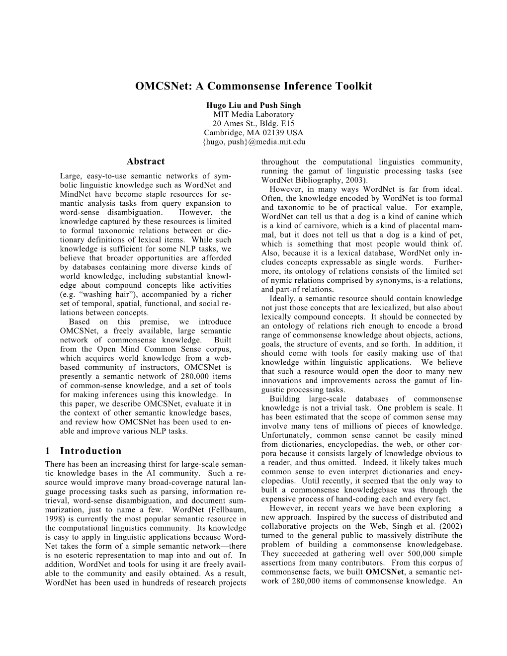 Omcsnet: a Commonsense Inference Toolkit