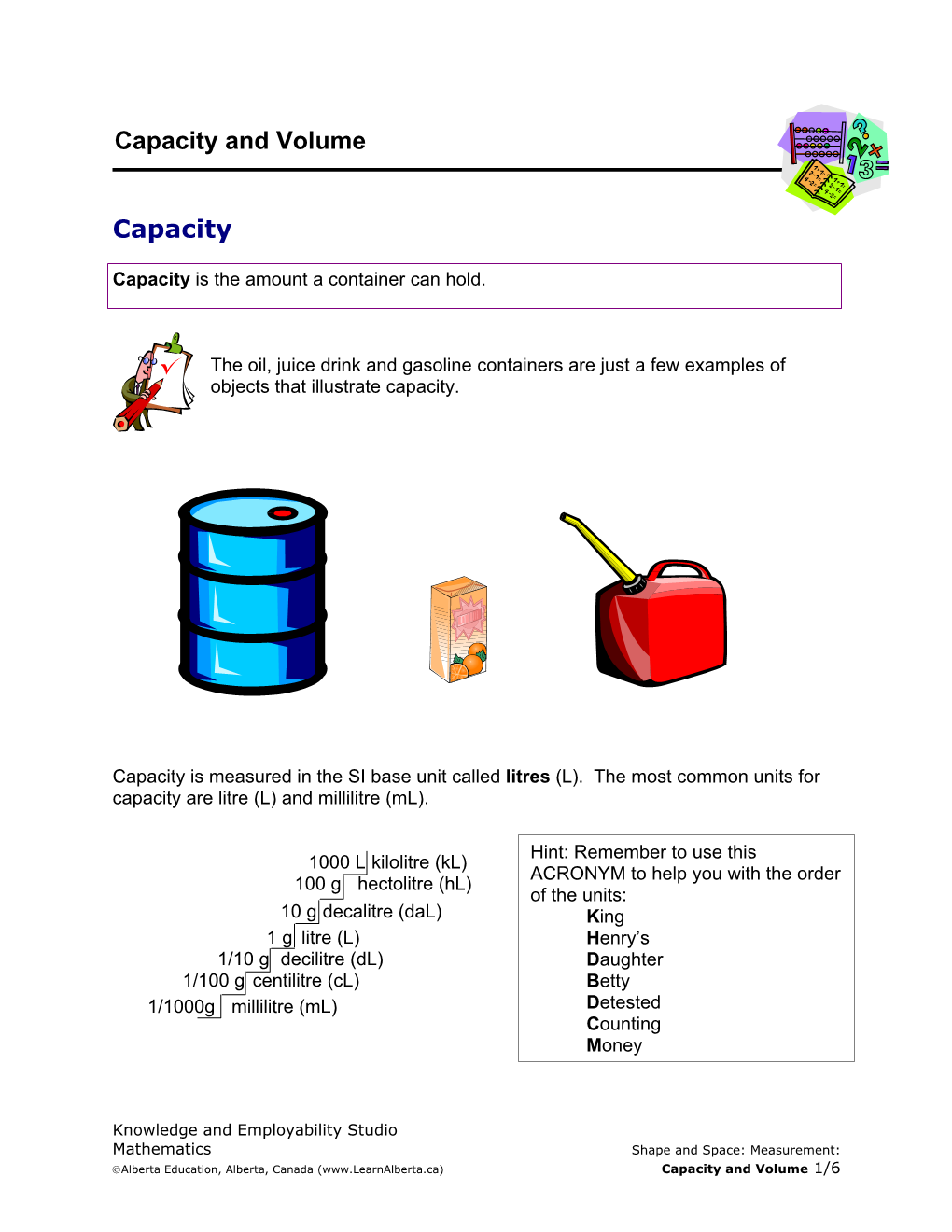 Capacity and Volume