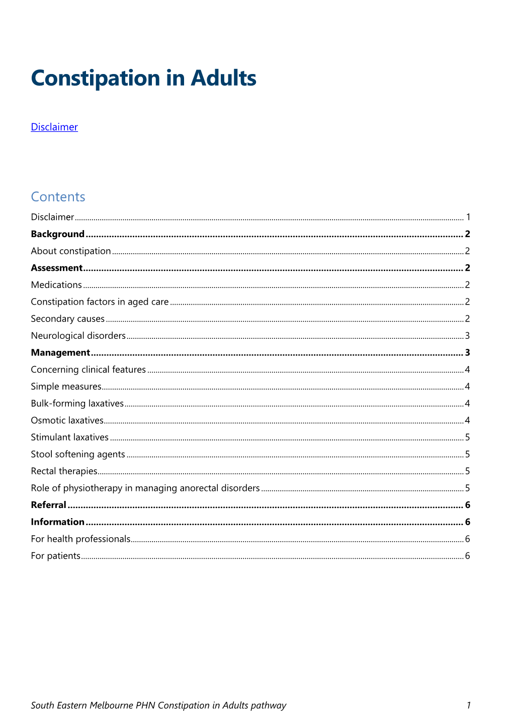 Constipation in Adults