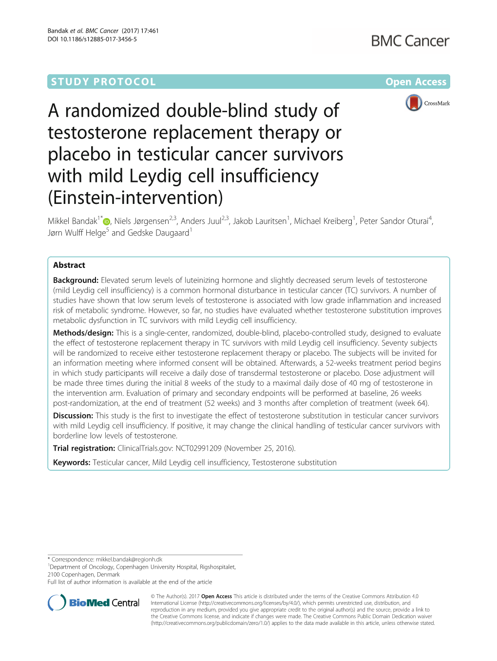 A Randomized Double-Blind Study of Testosterone Replacement Therapy