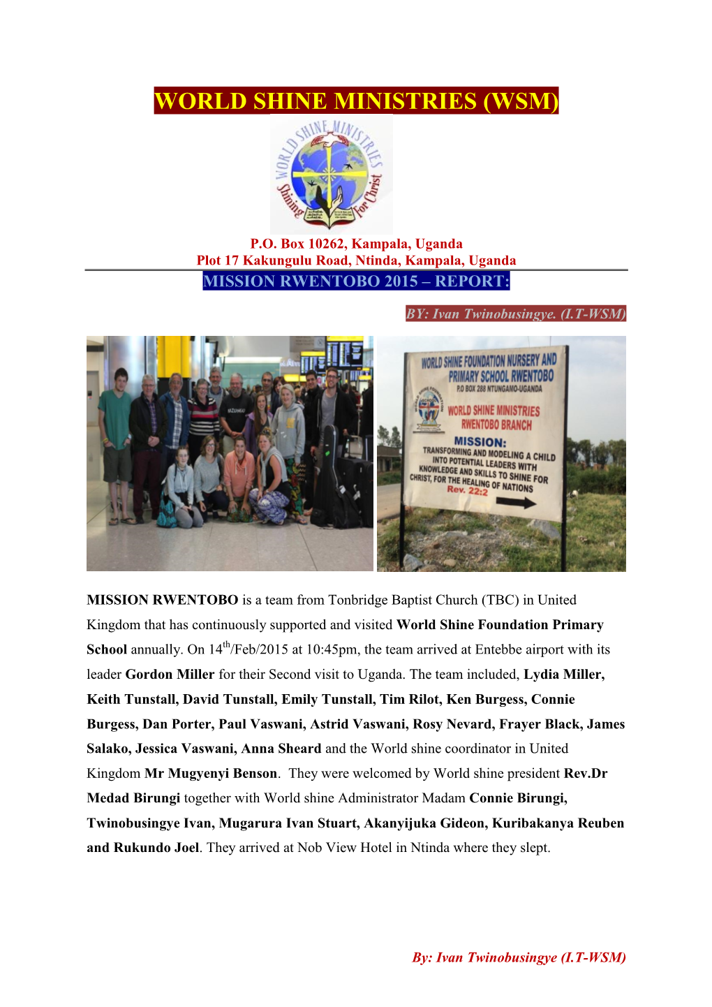 Mission Rwentobo Report 2015