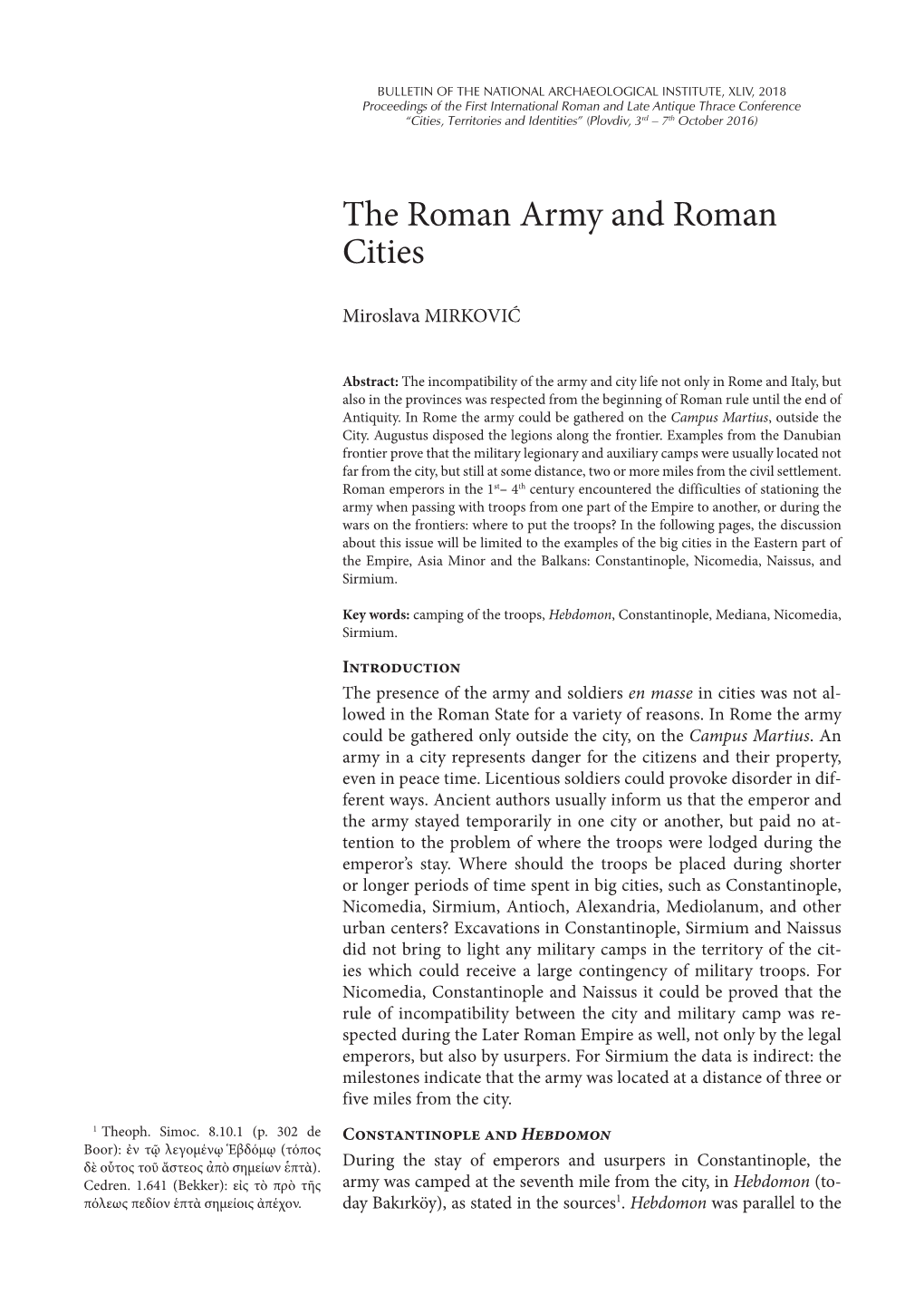 The Roman Army and Roman Cities
