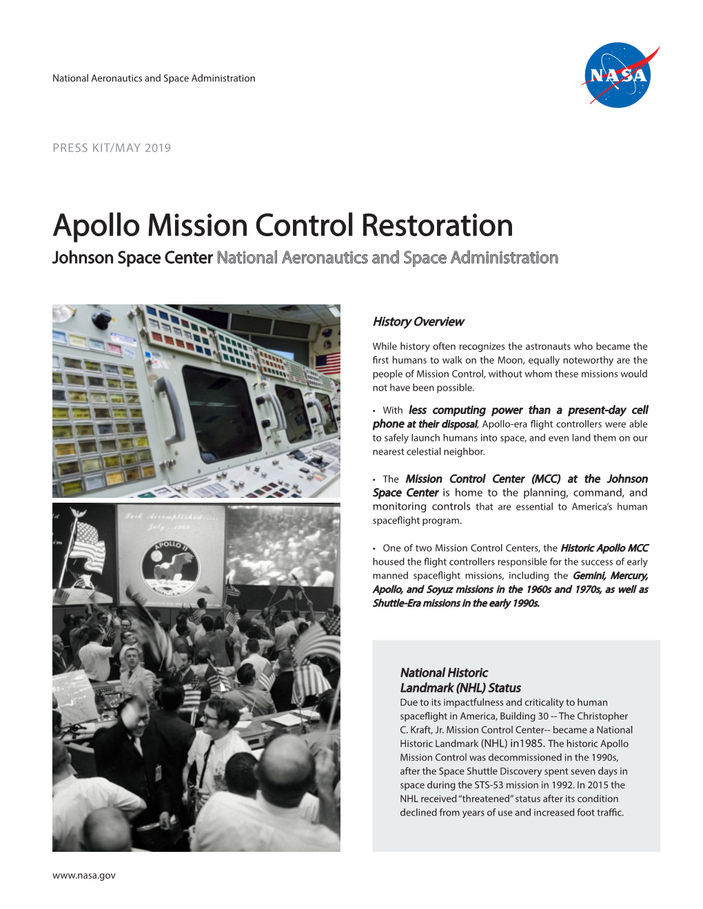 Apollo Mission Control Restoration Johnson Space Center National Aeronautics and Space Administration