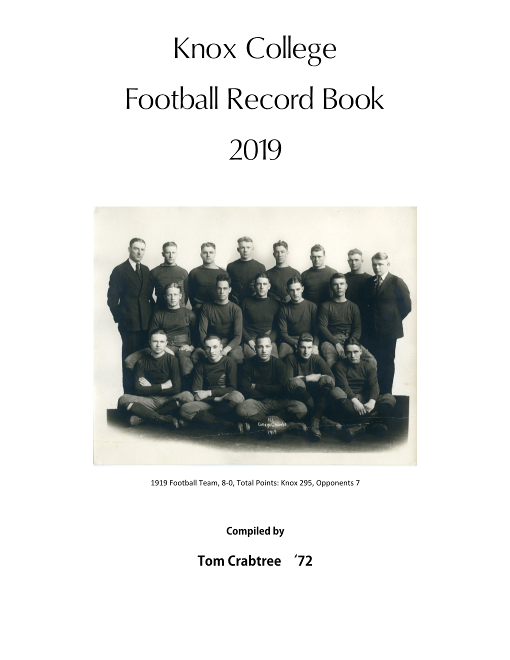 Knox College Football Record Book 2019