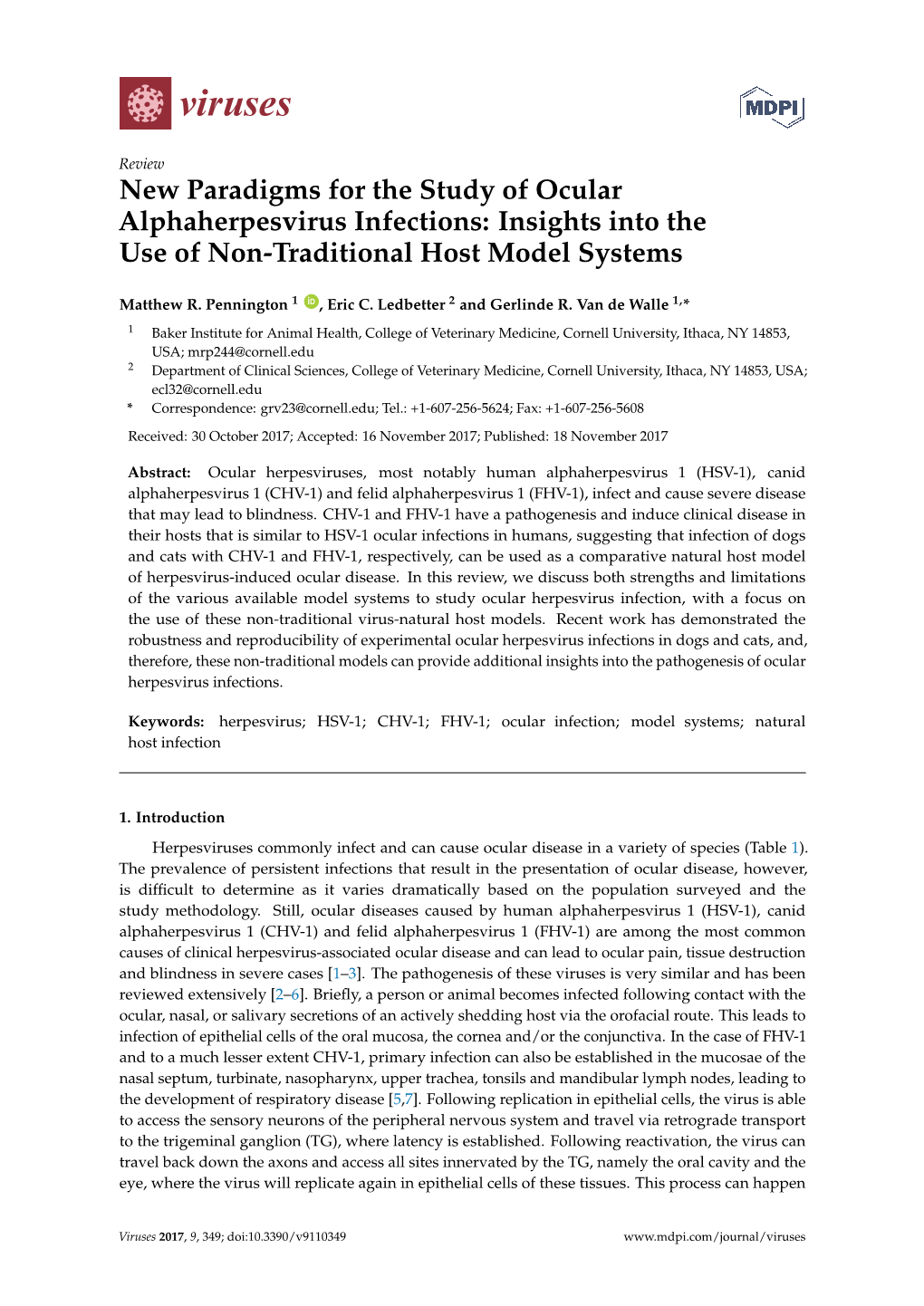 New Paradigms for the Study of Ocular Alphaherpesvirus Infections: Insights Into the Use of Non-Traditional Host Model Systems