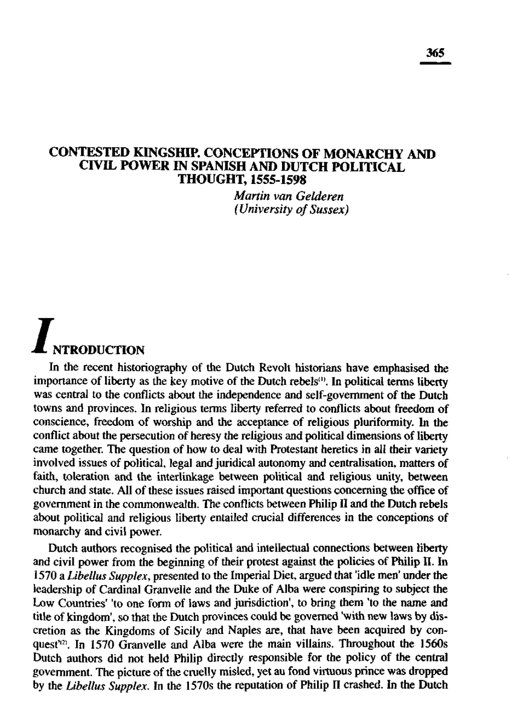 365 Contested Kingship. Conceptions of Monarchy