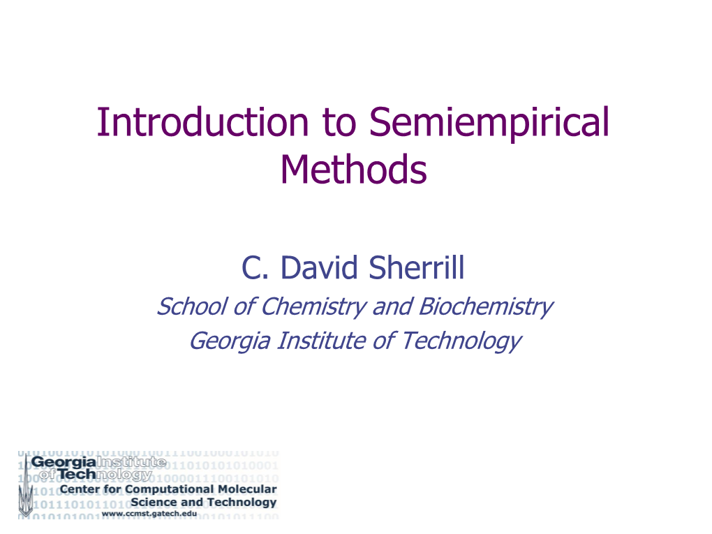 Semiempirical Methods