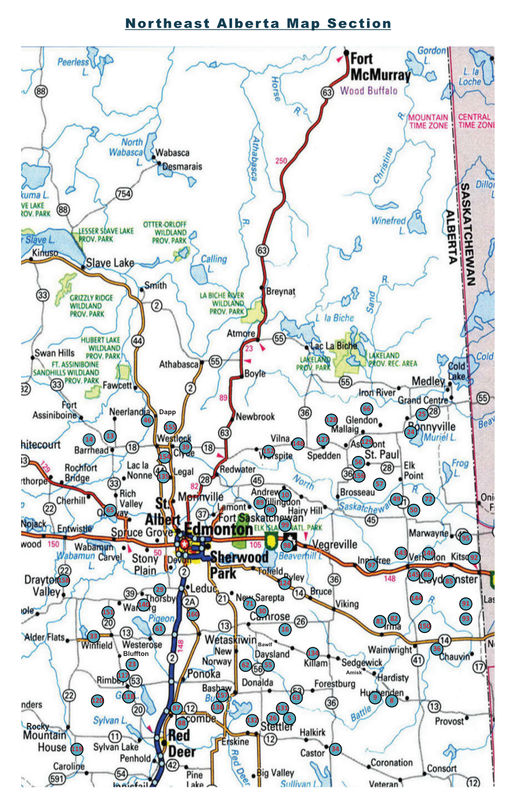 Northeast Alberta Map Section