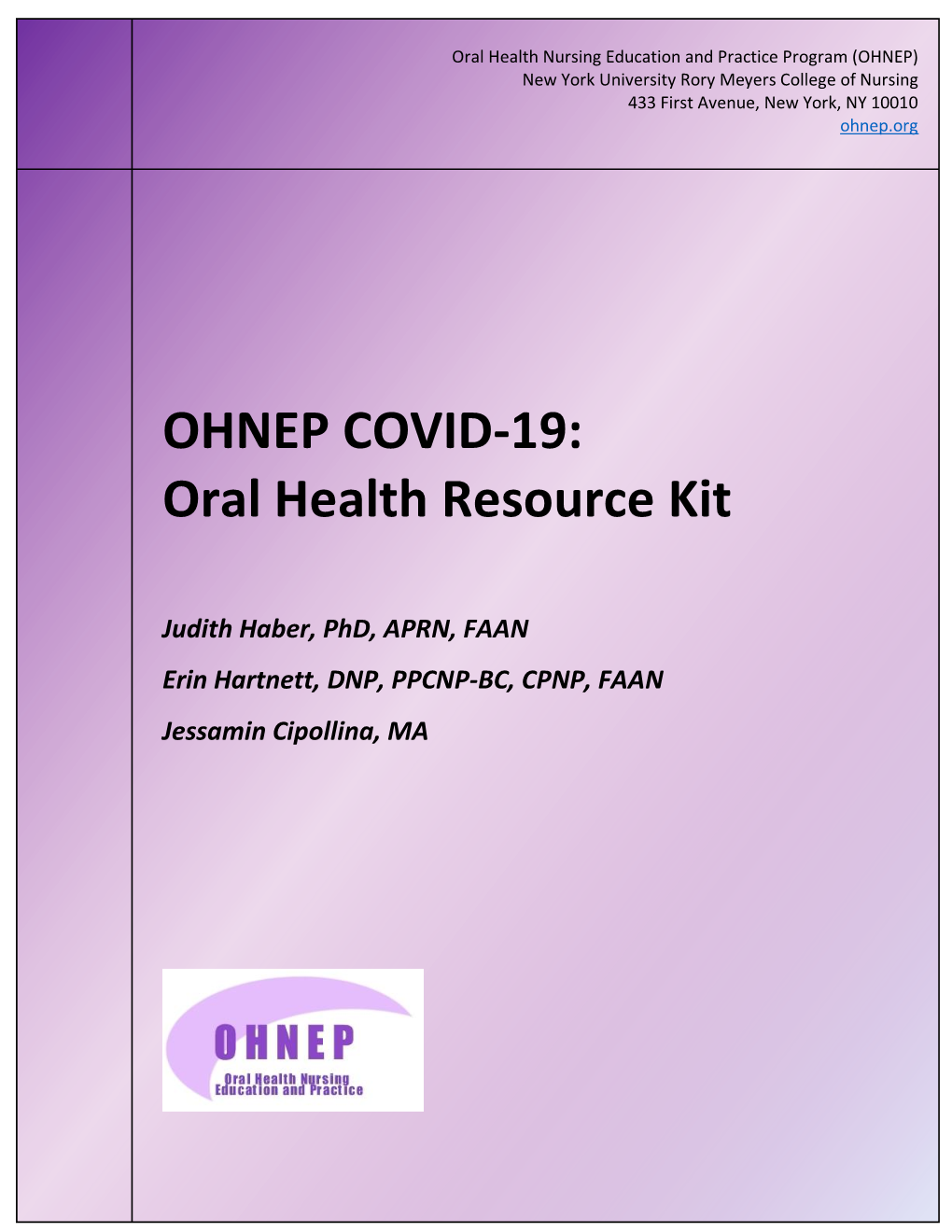 OHNEP COVID-19: Oral Health Resource Kit