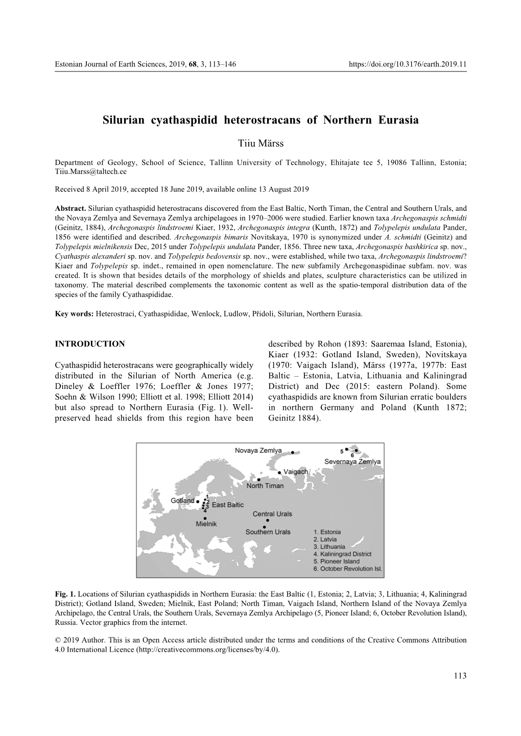 Silurian Cyathaspidid Heterostracans of Northern Eurasia