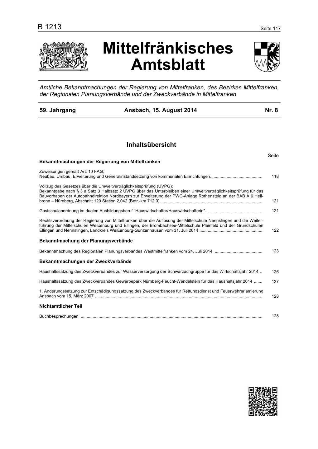 Mittelfränkisches Amtsblatt