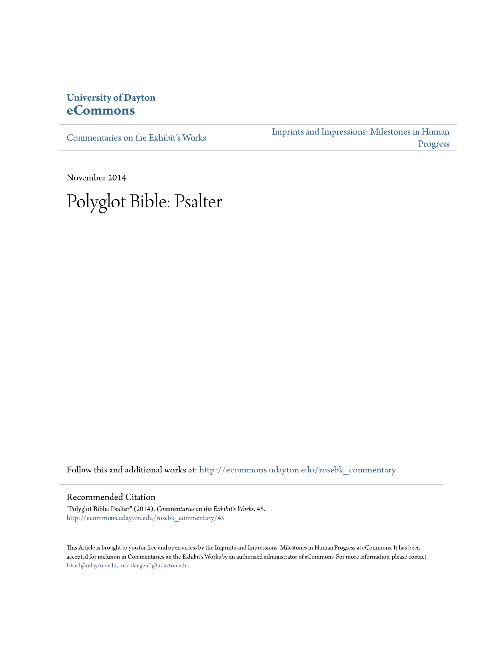 Polyglot Bible: Psalter