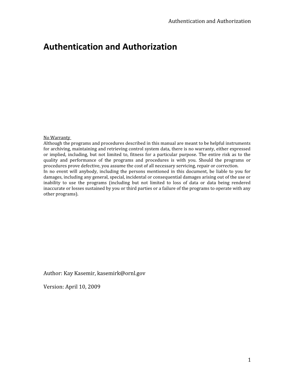 Authentication and Authorization