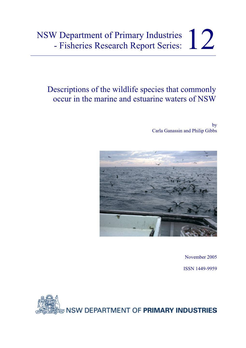 Descriptions of the Wildlife Species That Commonly Occur in the Marine and Estuarine Waters of NSW