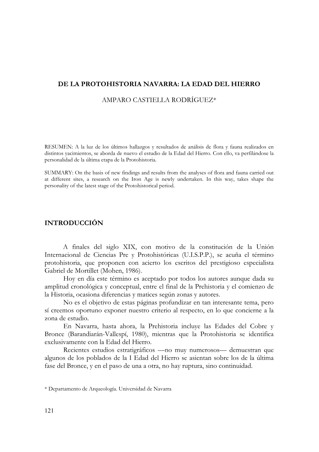 De La Protohistoria Navarra: La Edad Del Hierro Amparo Castiella Rodríguez