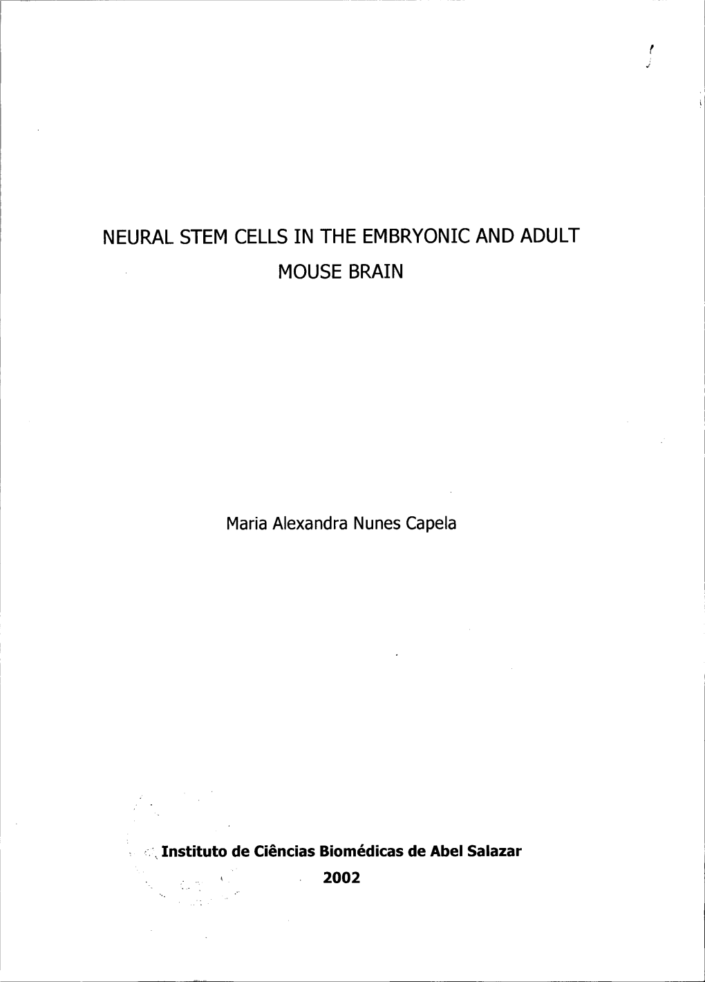 Neural Stem Cells in the Embryonic and Adult Mouse Brain