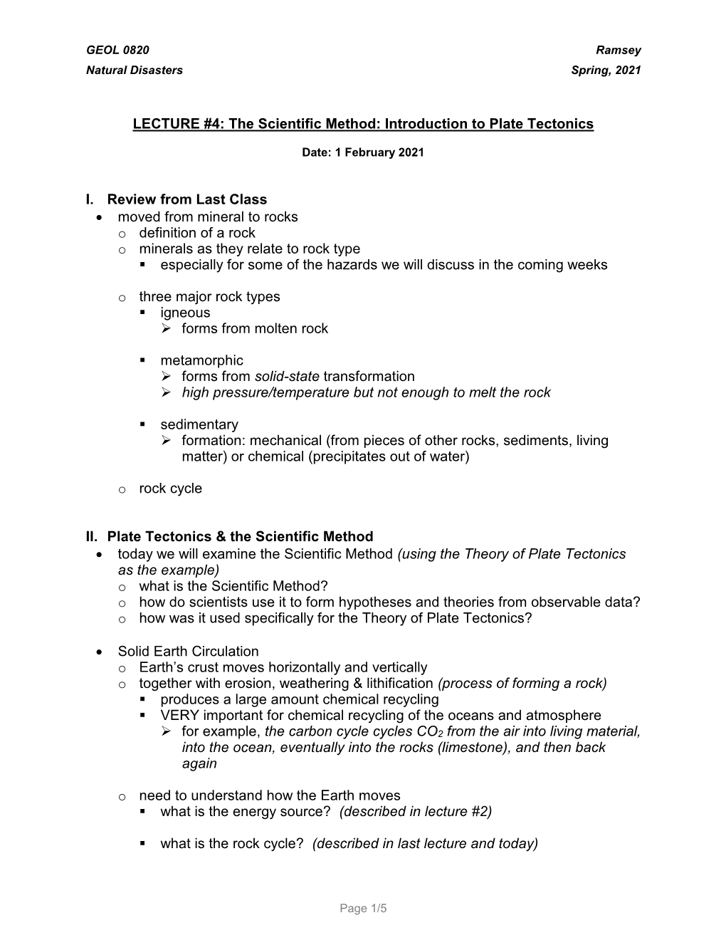 The Scientific Method & Plate Tectonics