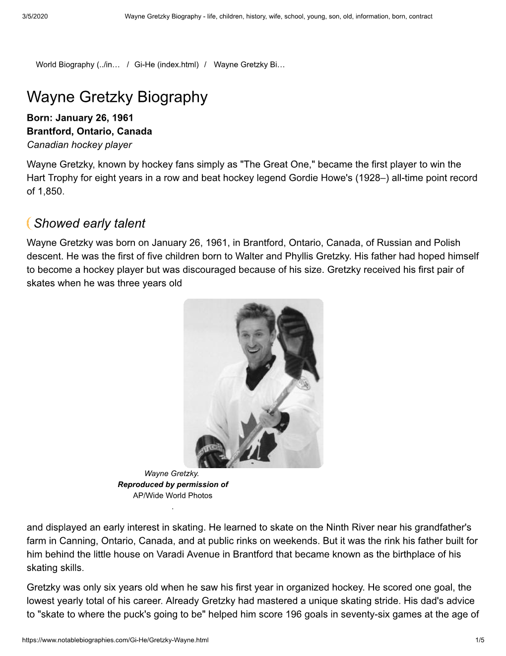 Wayne Gretzky Biography - Life, Children, History, Wife, School, Young, Son, Old, Information, Born, Contract