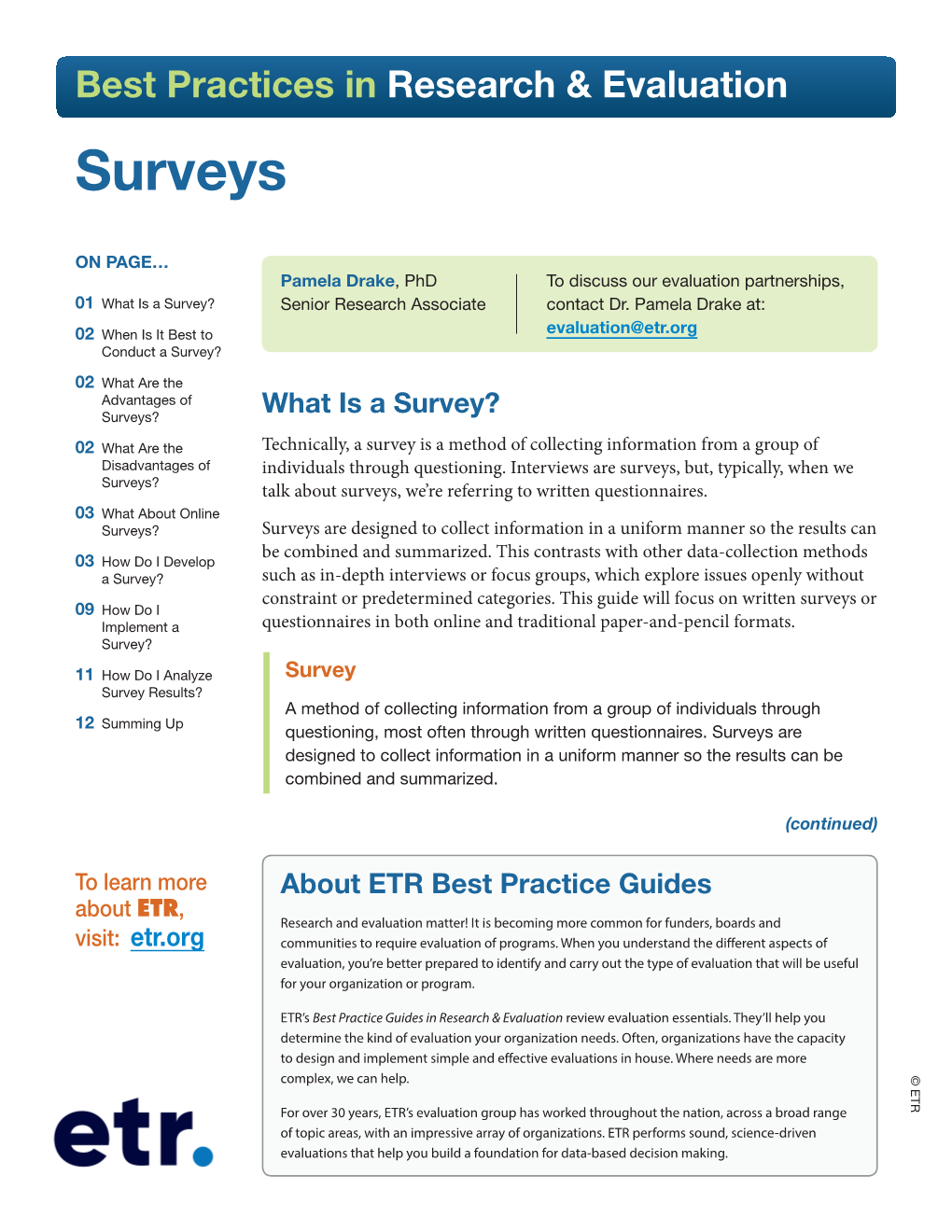 Best Practices in Research & Evaluation