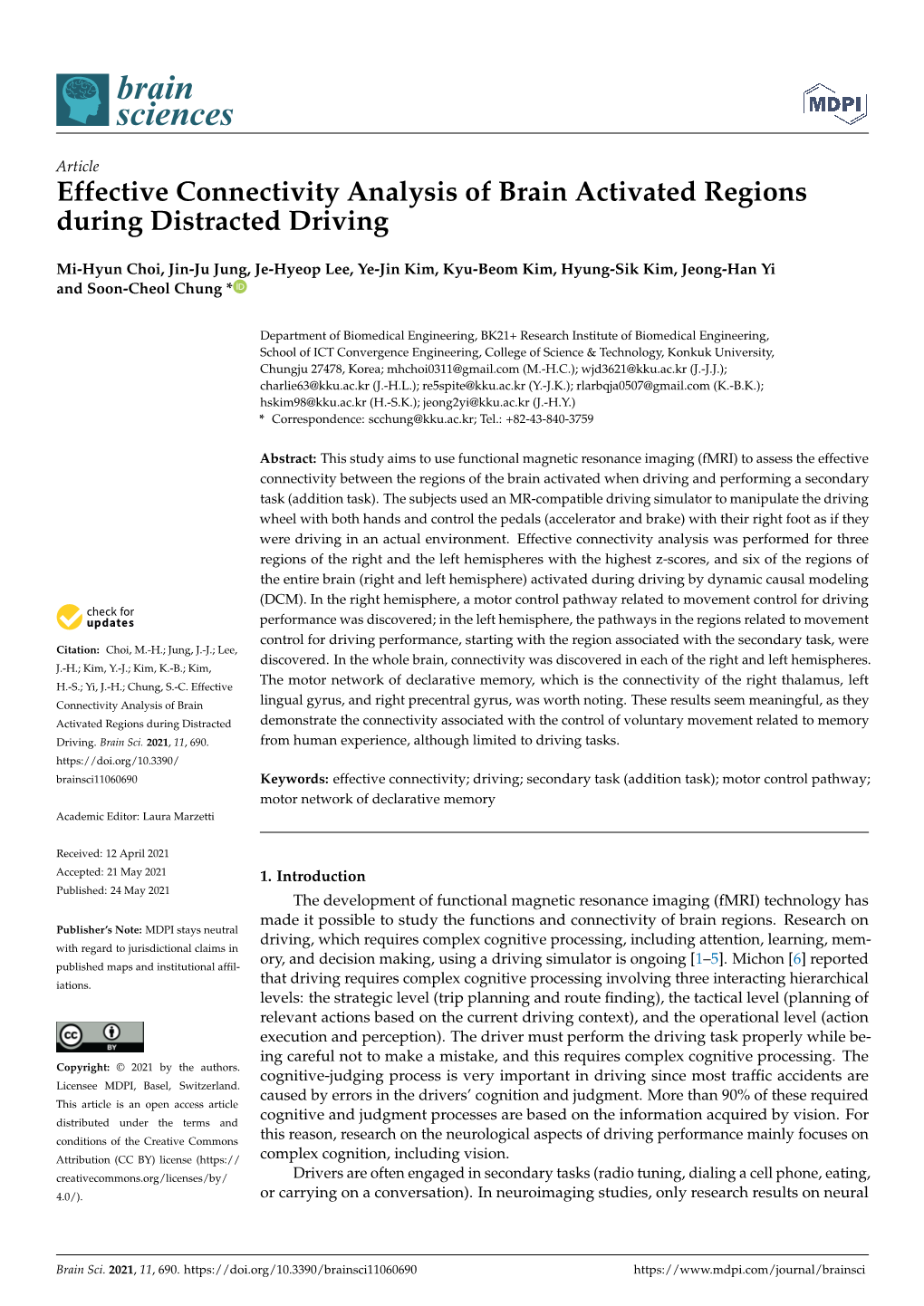 Effective Connectivity Analysis of Brain Activated Regions During Distracted Driving